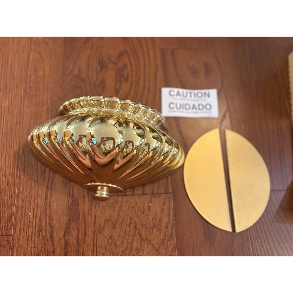 Vintage Syroco Home Interior Plastic Gold Ribbed Wall Pocket Planter #4246 NWT